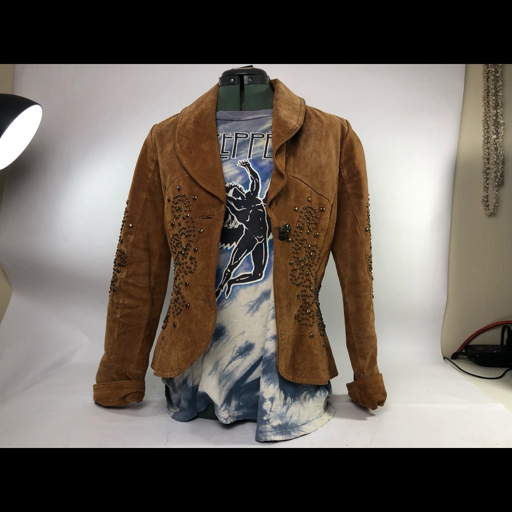 Boston Proper Cowgirl studded suede jacket